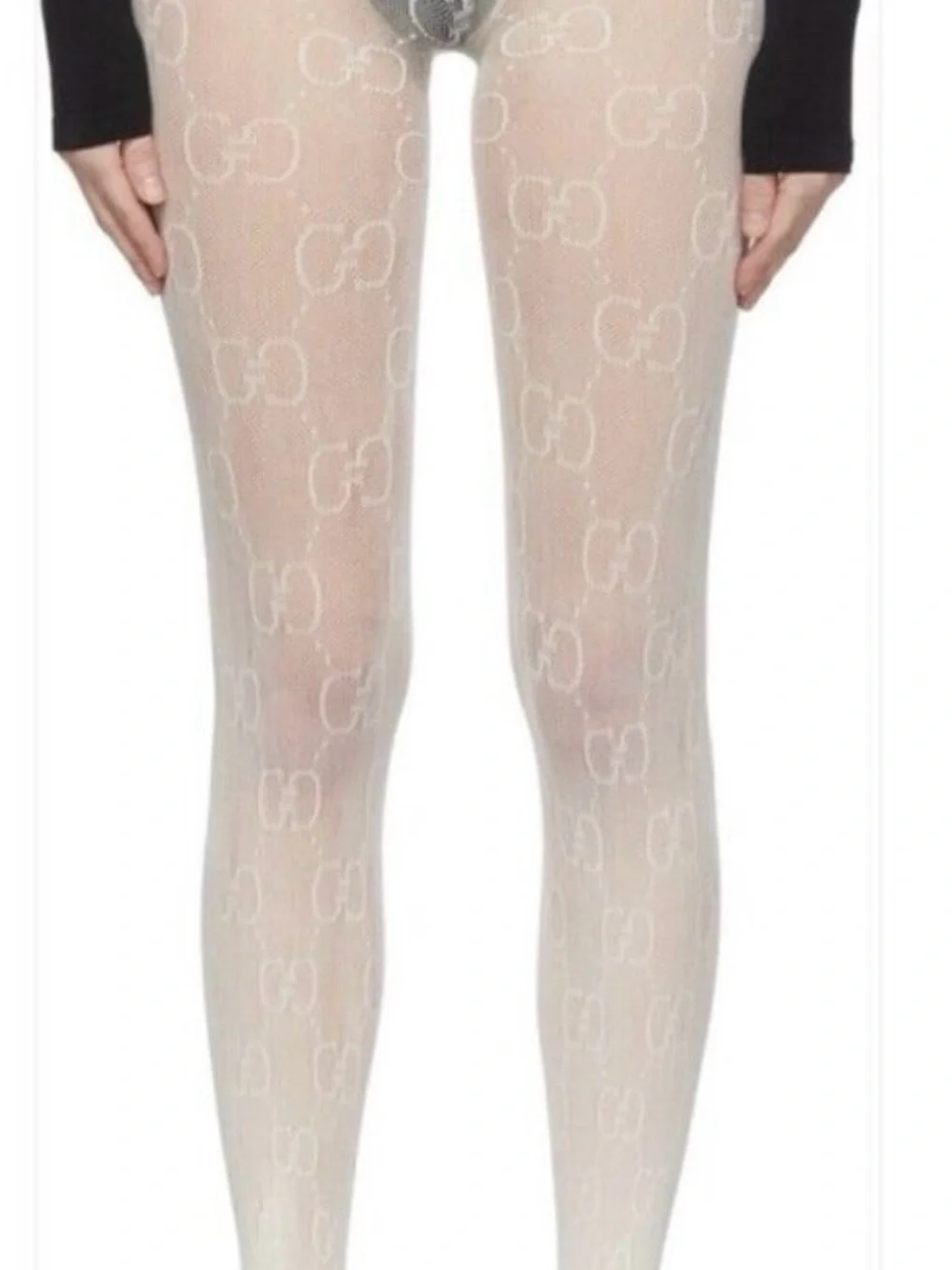 Gucci Sheer White GG Logo Tights